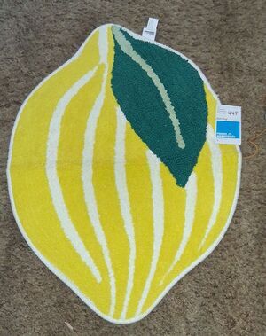 Lemon Shaped Machine Washable Non-Slip Bath Rug Yellow - Room Essentials